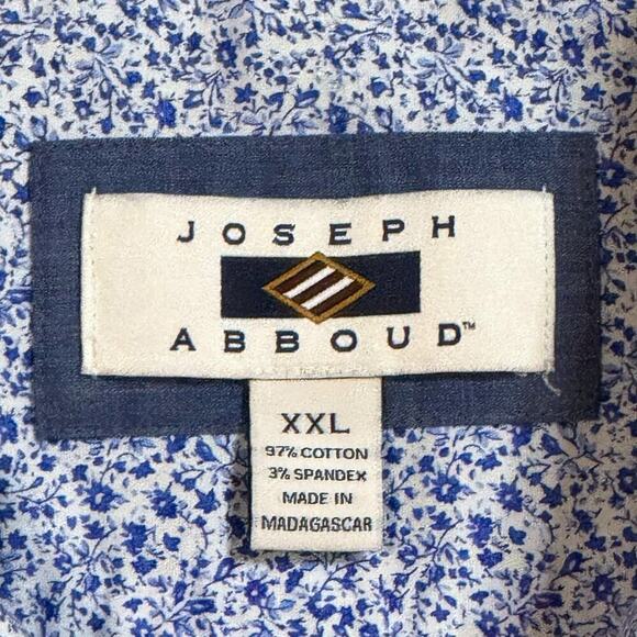 Joseph Abboud Camp Shirt Mens Navy White Floral Button Up Preppy Classic Sz XXL - Picture 3 of 5
